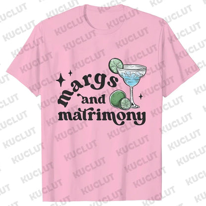 Margs & Matrimony Junggesellenabschied Party T-Shirts Harajuku Sommer Team Braut Tees Brautparty Grafik Y2k Tops