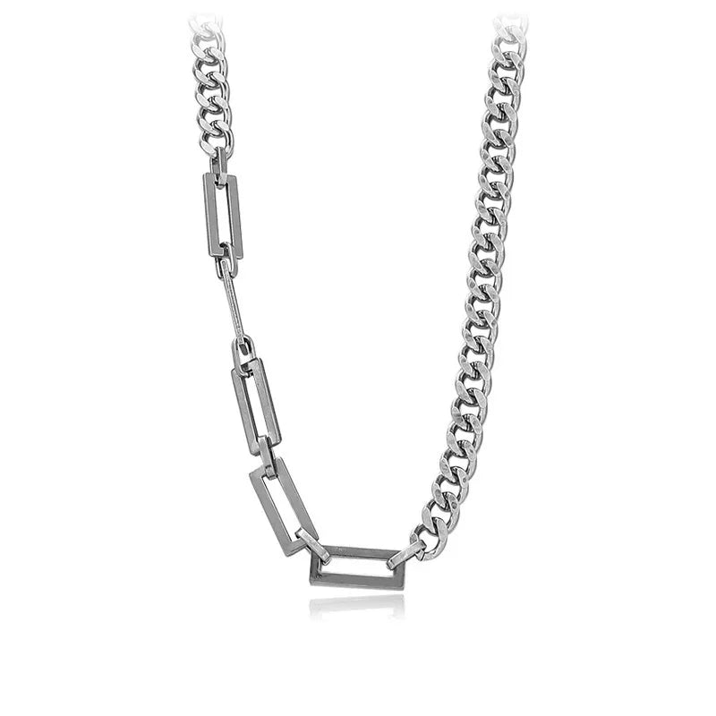 Edelstahl Cuban Gliederkette Halskette für Herren Schwarz Quadrat Anhänger Halskette Herren Halsketten Coole Hip Hop Halskette Neu