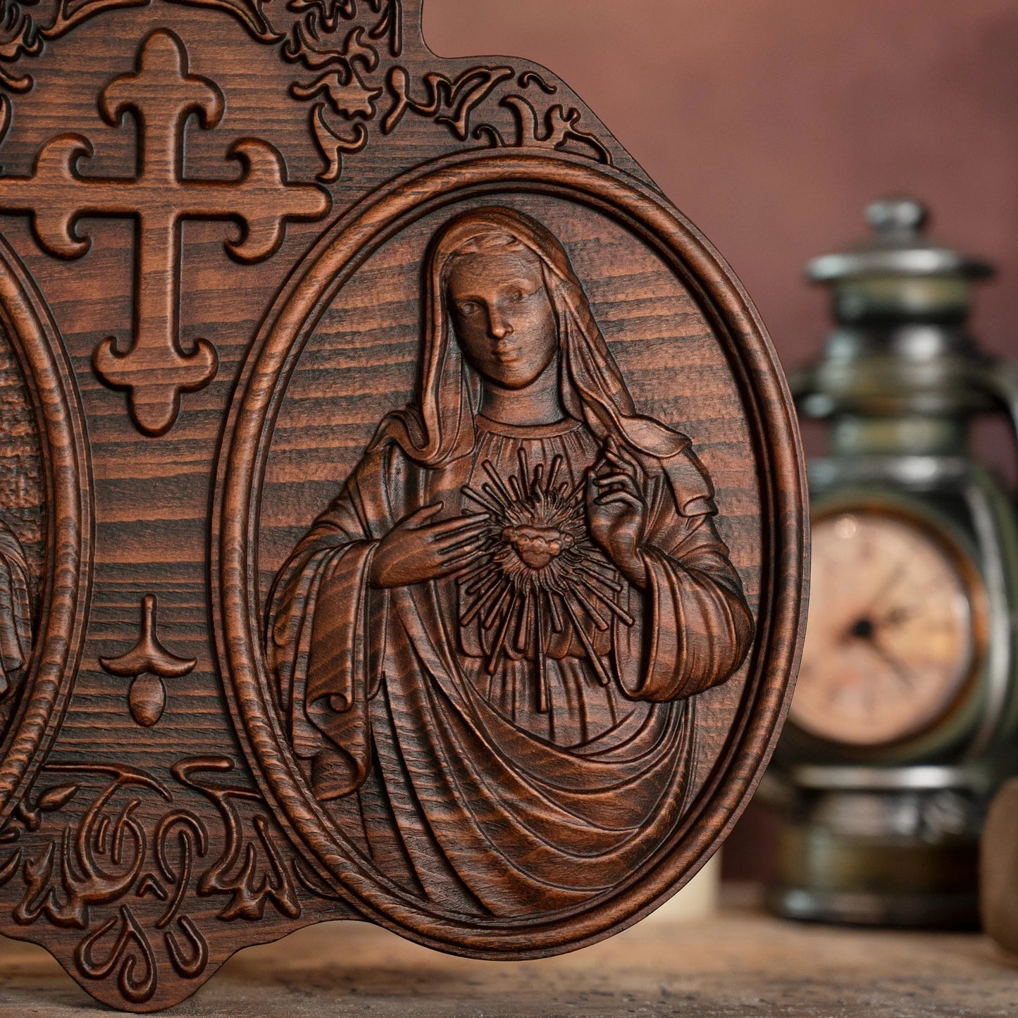 Heiliges Herz Jesu und Herz Mariä, Jesus Christus, Jesus Wanddekoration, Religiöse Heiligenstatue, Komplettes katholisches Weihnachtsgeschenk