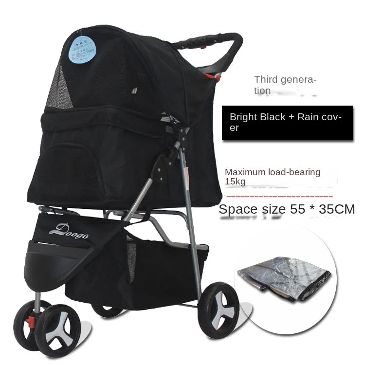 Lightweight Outing Small And Medium-sized Pet Stroller Four Seasons Universal Dog Cat Stroller Foldable Tricycle Cage Pet