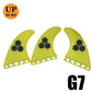 Surfbrett Flossen Set Tri Finnen UPSURF Future S/M/L Honeycomb Fiberglas Orange/Gelb/Blau/Grau/Grün mit schwarzem Logo Funboard Finnen