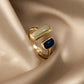 Verstellbarer, bunter Tropfglasur-Ring Damen Mode Retro Geometrischer goldfarbener Metallring Hochzeitsschmuck Geburtstagsgeschenk