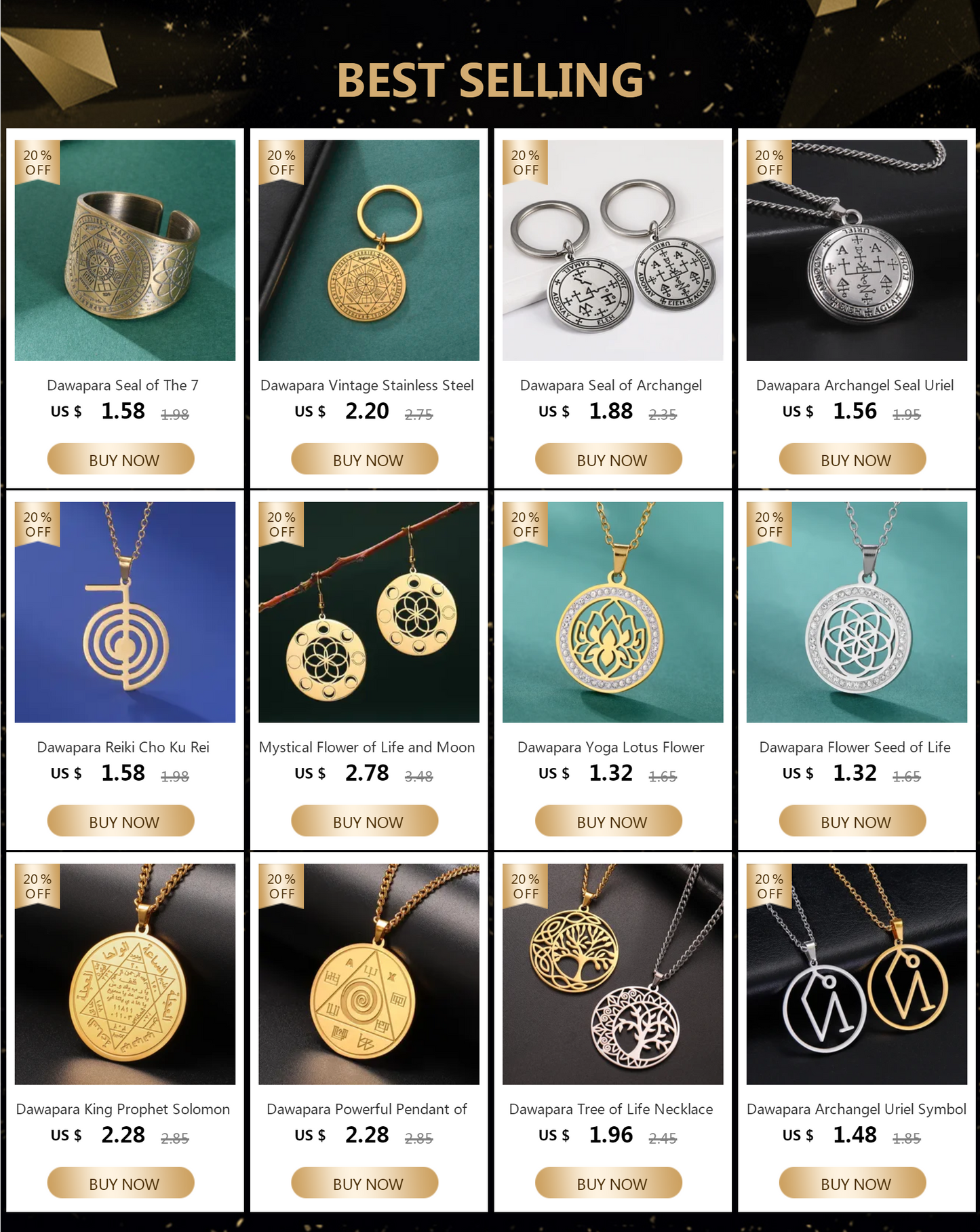 Dawapara 7 Archangels Sigil Necklaces Pentacle Magical Amulet Michaelmas Lucky Protection Supernatural Talisman Necklace