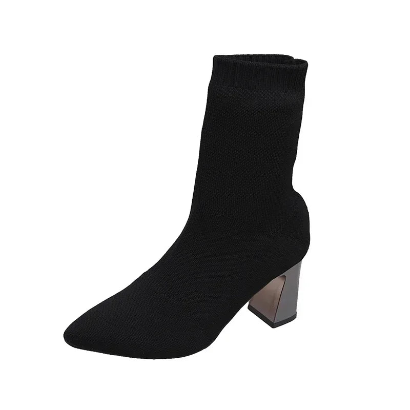 Neue Damen-Spitzstiefel 2025: Modische, schlanke Sockenstiefel und lässige, dicke High-Heel-Sockenstiefel