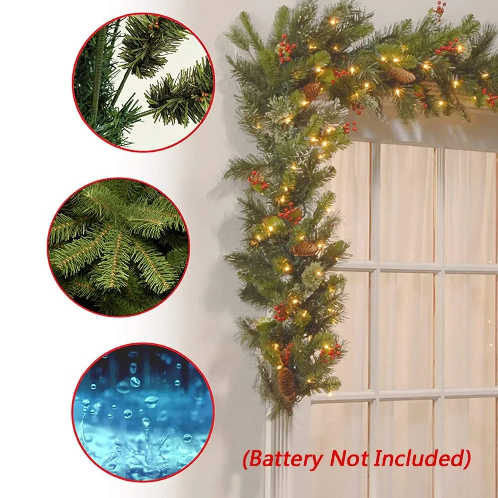 Weihnachten 1,8m/2,7m Rote Frucht Beleuchteter Rattan PVC Material Beleuchtung Lichterkette Kiefer Kamin Treppe Tür Dekorative Girlande