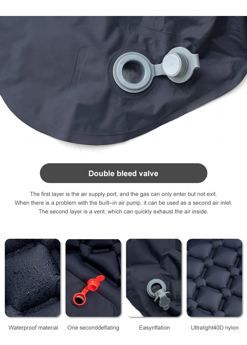 Outdoor-Camping aufblasbare Matratze Isomatte mit Kissen Ultraleichte Luftmatratze Eingebauter Inflatorpumpe Wandern