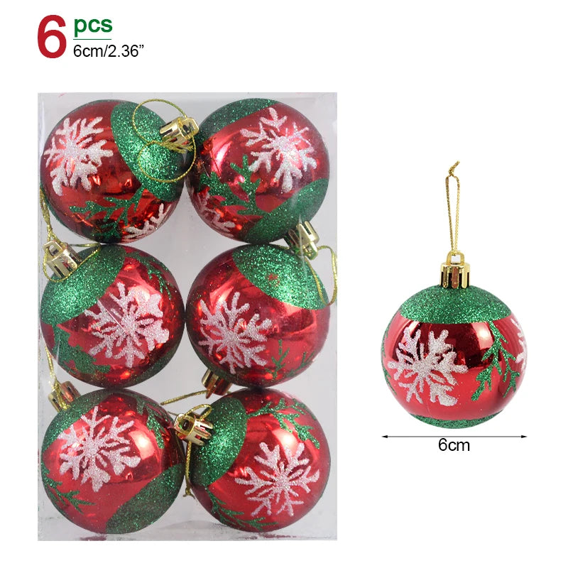 6 Stück 6 cm transparente Schneeball-Weihnachtskugeln Anhänger für Weihnachtsbaumschmuck Klare Kugeln Hängende Ornamente Weihnachten Navidad