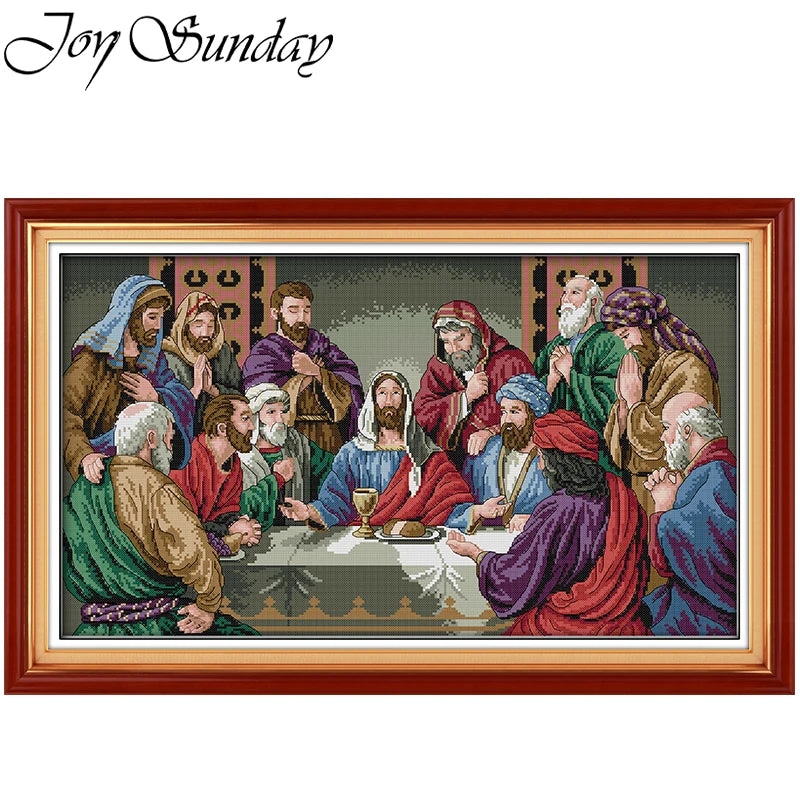 Joy Sunday Das Letzte Abendmahl Muster Kreuzstich-Sets DIY Handarbeit 16/14/11CT bedruckte Jesus Christus Sticksets Heimdekoration