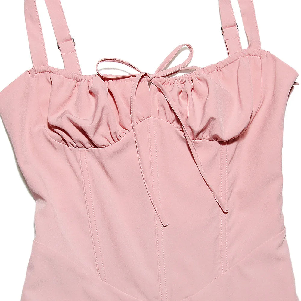 Suninheart Ein trägerloses weißes Spaghettiträger-Kleid, Mini, mit Stäbchen, elegant, zum Schnüren, Partykleider für den Urlaub, lässige Sommerkleider für Damen