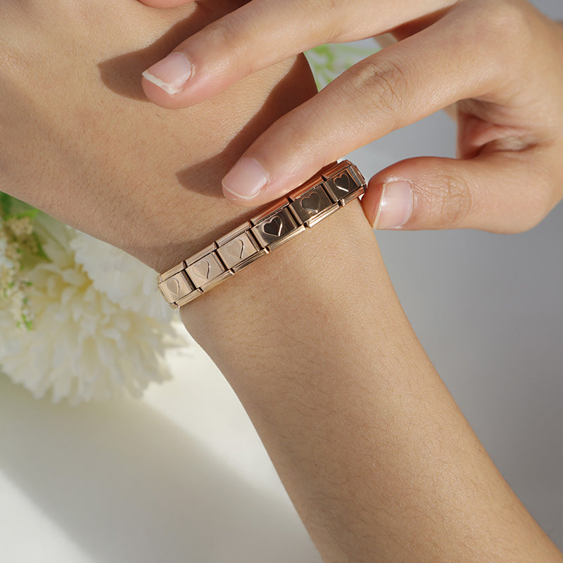 Hapiship Neue Mode Frauen Romantisches Herz 9mm Breite Edelstahl Armband Armreif Mädchen Hochzeit Weihnachtsgeschenk Schmuck G205