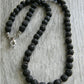 Men's Necklace Natural Coconut Pearls, Heishi Pearls in White Natural Shell and Black Wood  Beaded Surfer Necklace