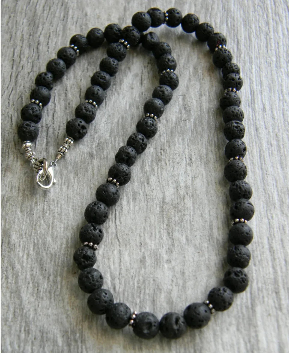 Men's Necklace Natural Coconut Pearls, Heishi Pearls in White Natural Shell and Black Wood  Beaded Surfer Necklace