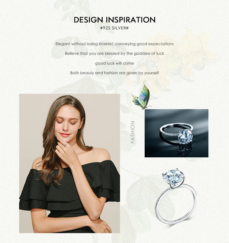 2023 Klassischer Luxus Echter massiver 925 Sterling Silber Ring 3 Karat 10 Herzen Pfeile Zirkon Hochzeitsschmuck Ringe Verlobung Für Frauen