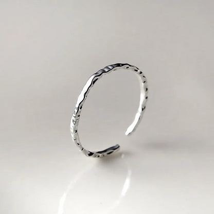 Echt 925 Sterling Silber minimalistische geometrische runde Ringe für Frauen Trendiger Edelschmuck Öffnung unregelmäßige Accessoires