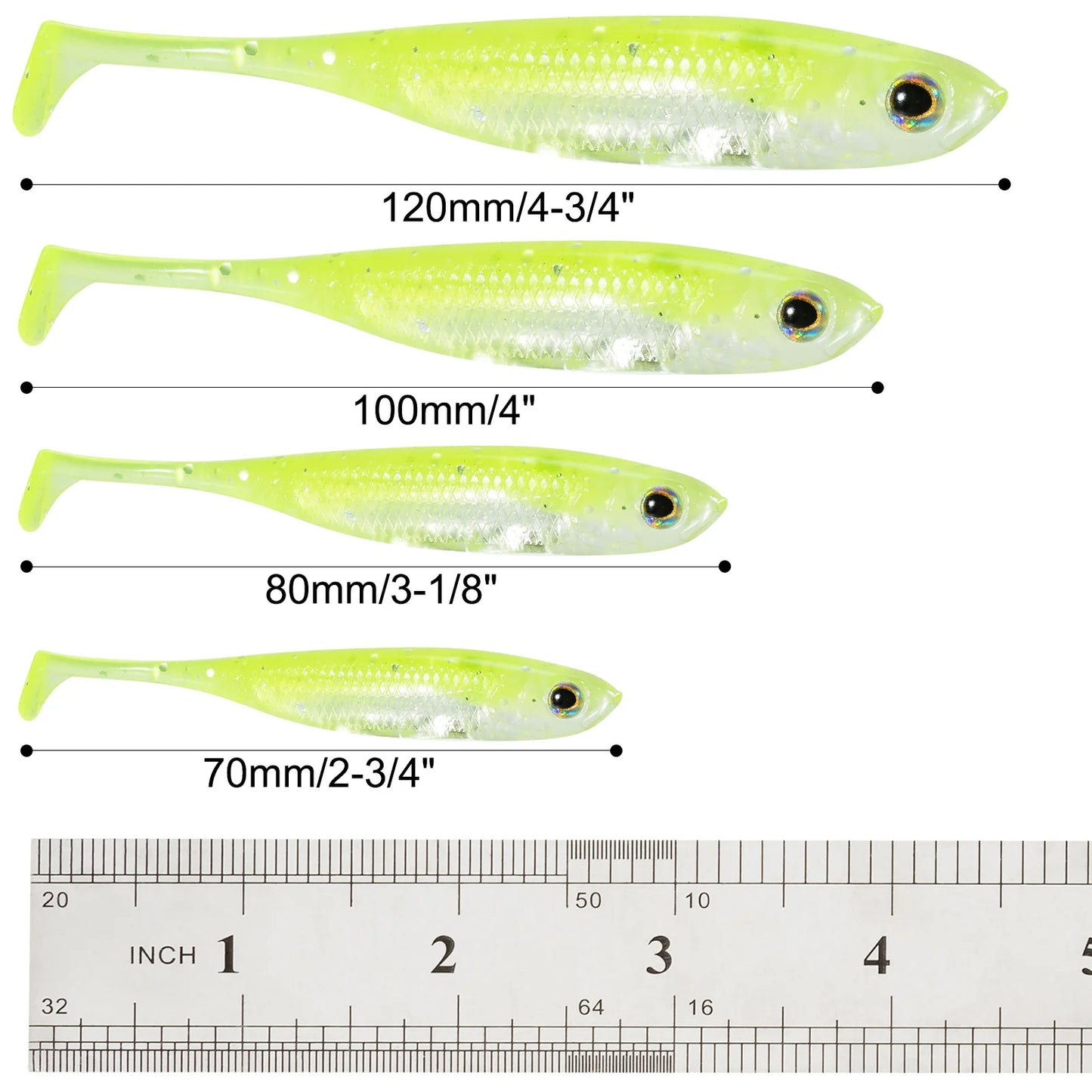 Dr.Fish 5/6 Stück Angelköder Weichplastik Silikonköder Paddelschwanz Shad Wurm Swimbait Süßwasser Barsch Forelle 70mm 80mm 100mm