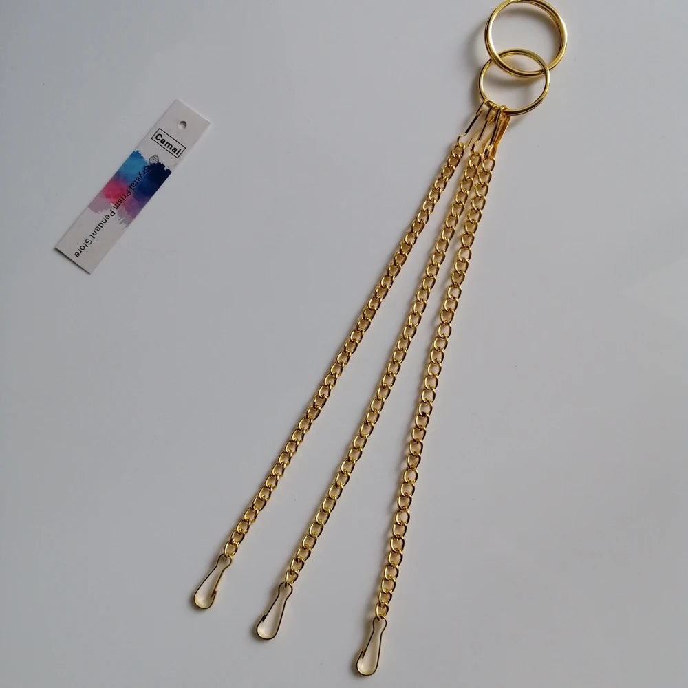 Camal 1 Stück L26cm Chrom/Gold Hängekette für Aufhänger Mittelstück Kronleuchter Rahmen Hochzeit Weihnachtsfeier Kristallperlen Dekor