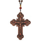 Diyalo Katholisches Metallkruzifix Jesus Christus Kreuz Anhänger Halskette Rosenkranz Holzkugeln Kette Halskette Damen Herren Schmuck Geschenk