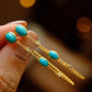 New original Turquoise long Tassel earrings for women Chinese style retro unique ancient gold craft light luxury Christmas gift