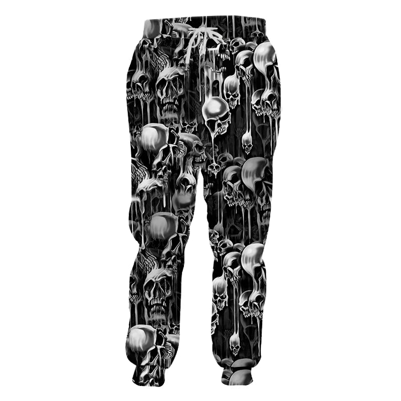 3D-Druck Totenkopf rauchend Lässige Y2K-Hose Herren Jogginghose Neu Coole Sweat-Jogger Harem Herren Volle Länge Hombre Kapuzen-Golfshirt