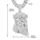 Iced Out Jesus Christus Kopf Anhänger Strass Halskette mit 13mm Miami Cuban Gliederkette Hip Hop Stil für Herren Damen Geschenk