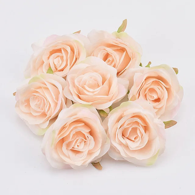 30pcs/7-8cm White Rose Artificial Silk Flower Heads DIY Wedding Home Birthday Party Decoration Wreath Scrapbooking Fake Flowers