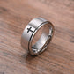 Vnox Spinner Kreuzring für Herren, schwarzer Edelstahl drehbarer Stressabbau-Fingerband, Jungen Christus Jesus Religion Ring