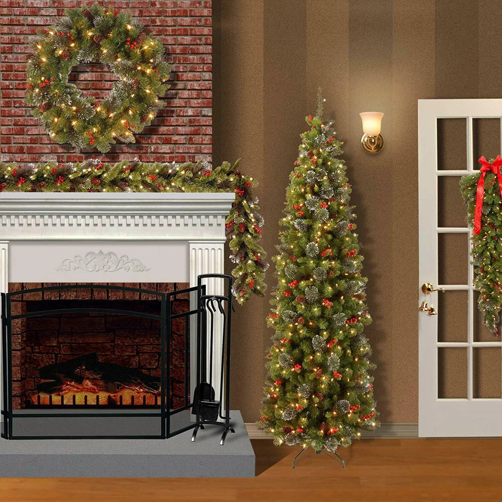 Weihnachten 1,8m/2,7m Rote Frucht Beleuchteter Rattan PVC Material Beleuchtung Lichterkette Kiefer Kamin Treppe Tür Dekorative Girlande