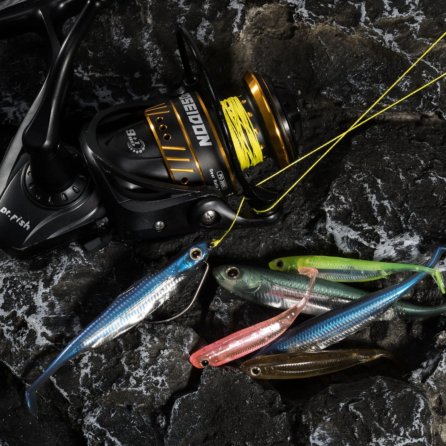 Dr.Fish 5/6 Stück Angelköder Weichplastik Silikonköder Paddelschwanz Shad Wurm Swimbait Süßwasser Barsch Forelle 70mm 80mm 100mm