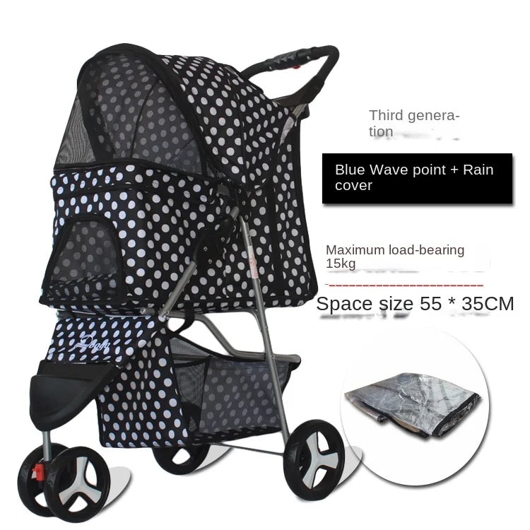 Lightweight Outing Small And Medium-sized Pet Stroller Four Seasons Universal Dog Cat Stroller Foldable Tricycle Cage Pet