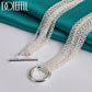 DOTEFFIL 925 Sterling Silver Multi-Line Chain Heart Necklace Bracelet Network Ring  For Women Wedding Engagement Party Jewelry