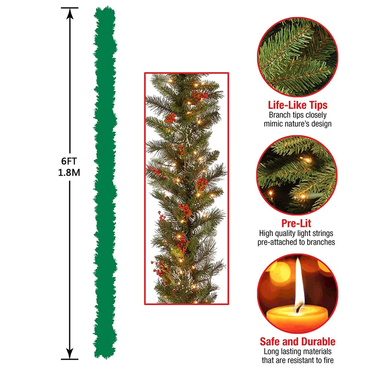 Weihnachten 1,8m/2,7m Rote Frucht Beleuchteter Rattan PVC Material Beleuchtung Lichterkette Kiefer Kamin Treppe Tür Dekorative Girlande