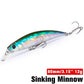 TSURINOYA 80S 12g Sinking Minnow Fishing Lure DW96 8cm Large Trout Pike Rockfish Hard Bait Jerkbait Freshwater Saltwater Wobbler