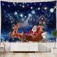 Christmas Tapestry Wall Hanging Winter Night Snowflake Elk Santa Claus Hanging Fireplace Blanket Gift Home Wall Decorations