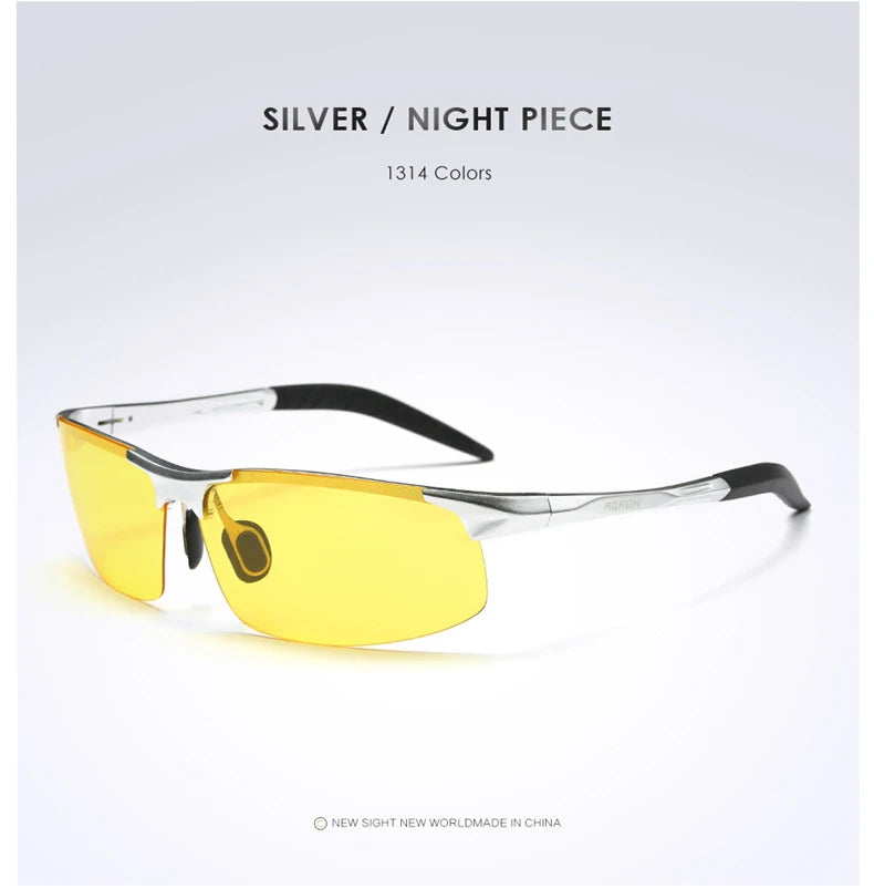 AORON Polarisierte Herren-Sonnenbrille für Autofahrer, Aluminium-Magnesium-Rahmen, Sport-Sonnenbrille, Fahrer-Retro-Brille, UV400, Blendschutz