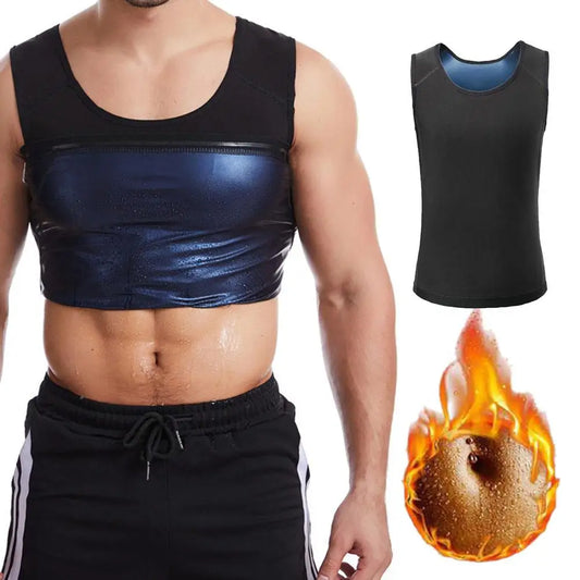 Herren Silberionenbeschichtung Thermo-Schwitz-Saunaweste Body Shaper Schlankheits-Formwäsche Tank-Top Trainer Brennt Taillenfett Effekt J3P4