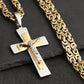 Katholische Jesus Christus Kreuz Anhänger Halskette Edelstahl Lange Byzantinerkette Kruzifix Kreuz Halskette