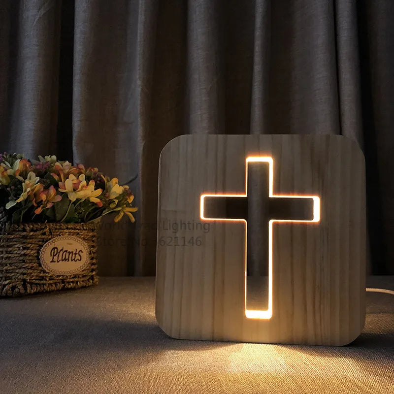 USB 3D leuchtendes Holzkreuz Jesus Christus Geschenk für Kirchengeschenke christlich religiös Katholizismus orthodoxe christliche Wandkreuze