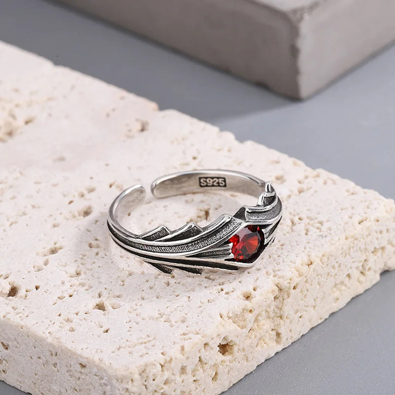 925er Sterling Silber Rote Zirkonringe für Damen Mode Hochwertiger Feiner Schmuck Accessoires Alles Schmuck