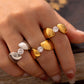 Trendy Stainless Steel Round Rings For Women Zircon Wedding Bands Women Finger Gold Silver Color Chunky Rings Waterproof Jewelry