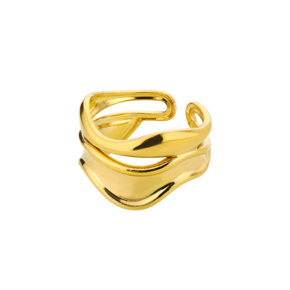 Edelstahlringe für Damen Wasserdicht Offen Goldfarbener Ring Hochzeits-Paarband Schmuck Geschenke Kostenloser Versand Artikel anillos
