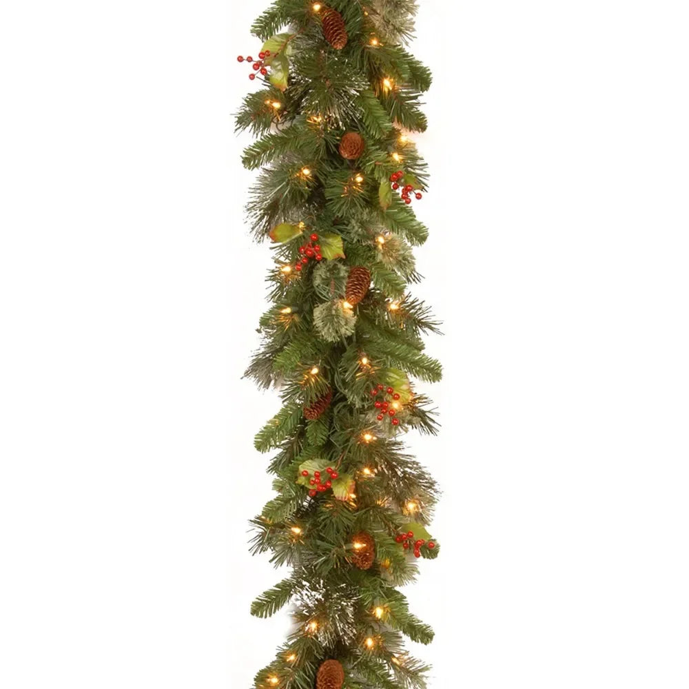 Weihnachten 1,8m/2,7m Rote Frucht Beleuchteter Rattan PVC Material Beleuchtung Lichterkette Kiefer Kamin Treppe Tür Dekorative Girlande