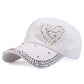 WJ7621 Damen Denimstoff Künstliche Steine Bling Bling Rot I Love Heart Jesus Baumwoll-Baseballkappen Anpassen