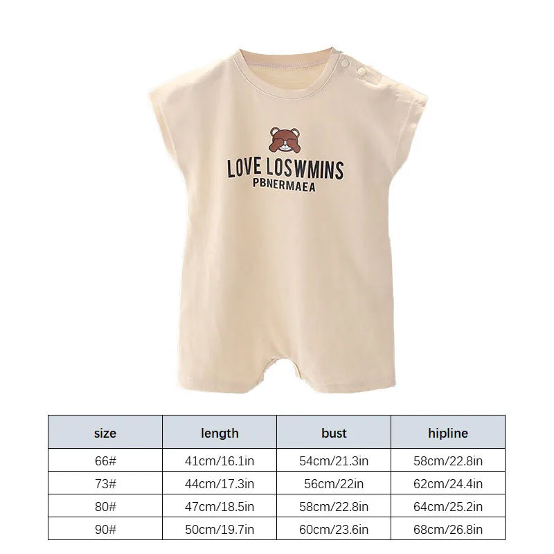 2PCS Summer Baby Clothes Set With Cap Toddler One Piece Cute Bear Sling Romper Fisherman Hat Infant Girl Boy Jumpsuit Outfit