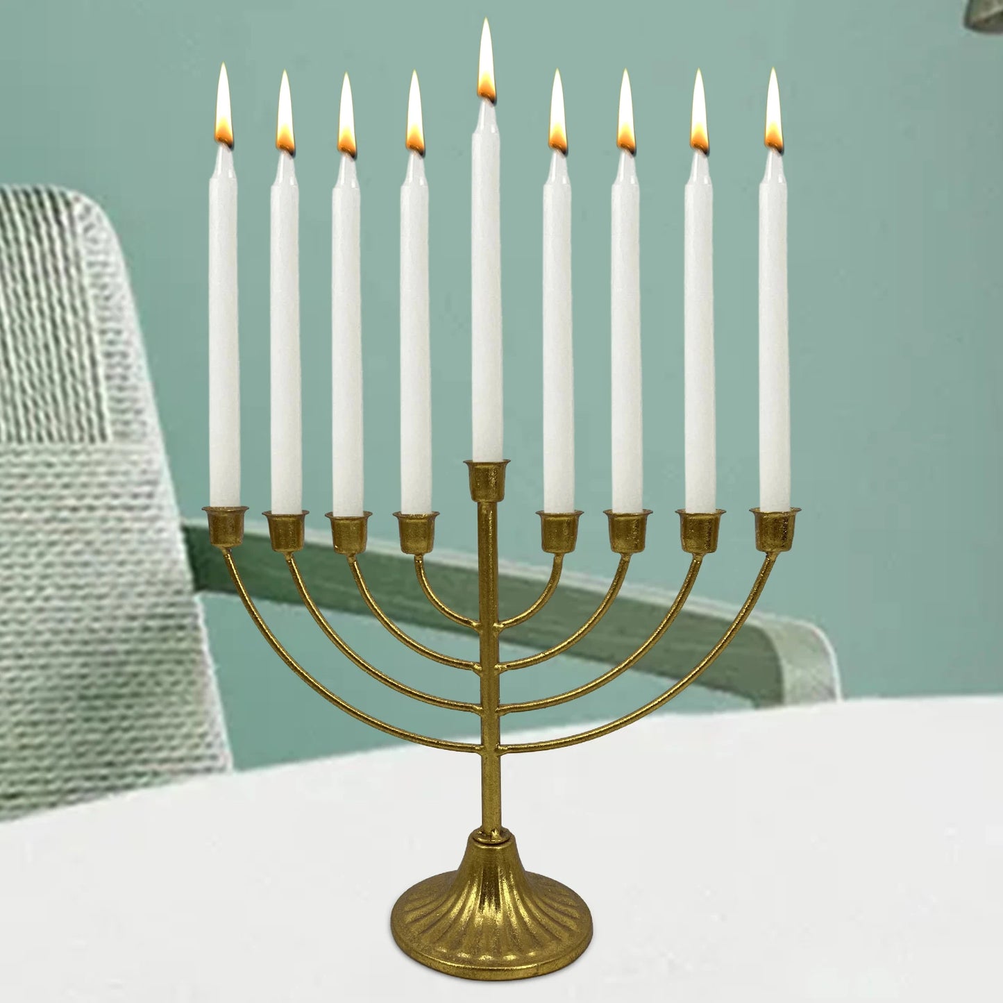 Tisch Jüdischer Kerzenhalter Breite Robuste Basis Chanukka Dekoration Menora für Regal Schrank Kamin Wohnzimmer Schreibtisch