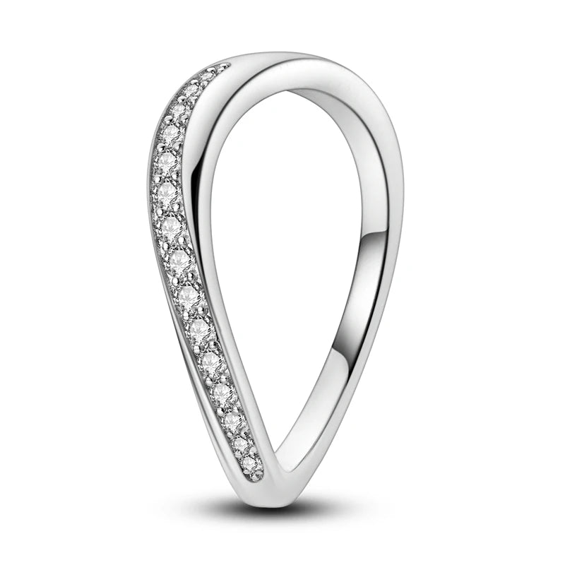 Ringe für Frauen 925 Silberfarbe Zirkon Wickellinie Geometrischer Sternring Verlobung Hochzeit Romantisches Valentinstag Feinschmuck Geschenk