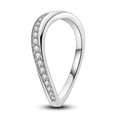 Ringe für Frauen 925 Silberfarbe Zirkon Wickellinie Geometrischer Sternring Verlobung Hochzeit Romantisches Valentinstag Feinschmuck Geschenk
