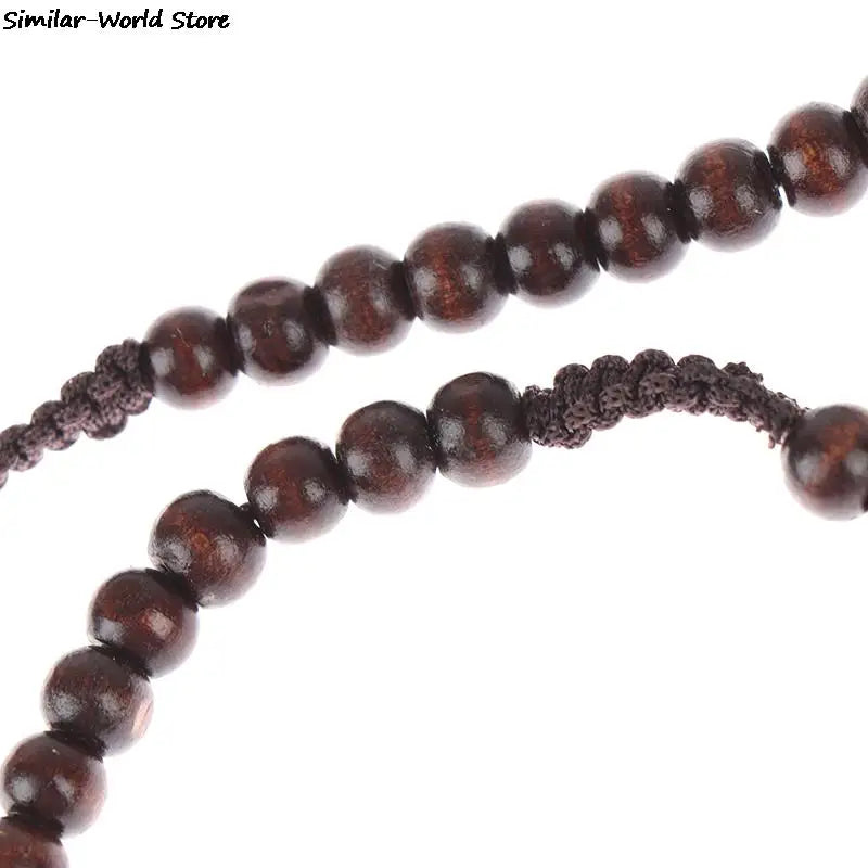 Christus Jesus Holzperlen 9mm Rosenkranzperle Kreuz Anhänger Geflochtenes Seil Halskette Religiöse Orthodoxe Gebetskette Schmuck