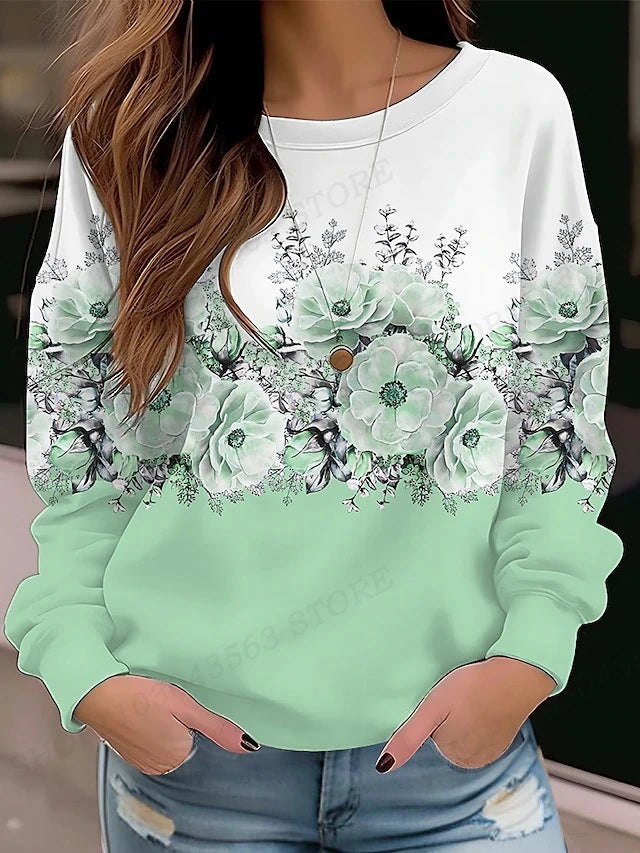 Blumen-Hoodie Rundhals Y2k Hoodie Damen Mode Hoodies Mädchen Mäntel Damen Sweatshirts Blumen Kleidung Geschenke Mäntel Rundhals Pullover