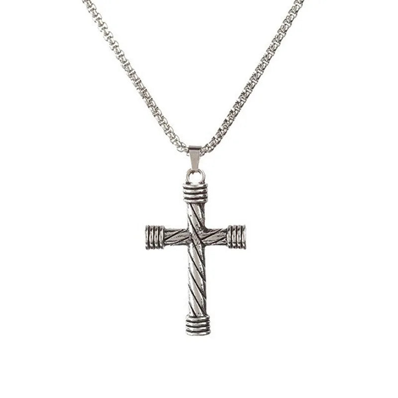 Einfache geometrische Kreuz-Anhänger-Halskette für Damen, Metallschmuck, silberfarbene Kette, Choker, Partygeschenk für Herren, Accessoires