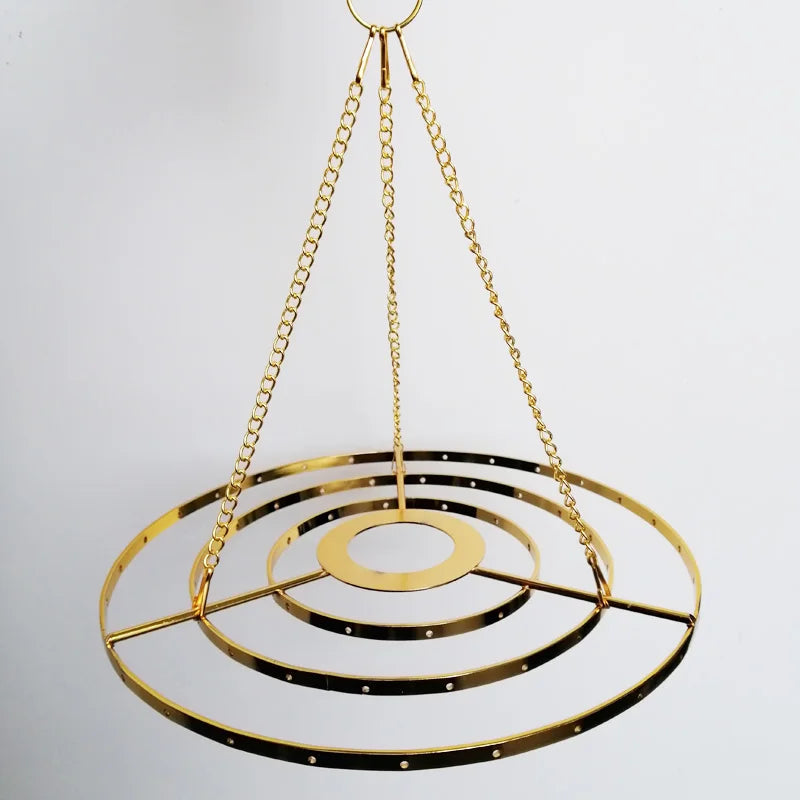 Camal 1 Stück L26cm Chrom/Gold Hängekette für Aufhänger Mittelstück Kronleuchter Rahmen Hochzeit Weihnachtsfeier Kristallperlen Dekor